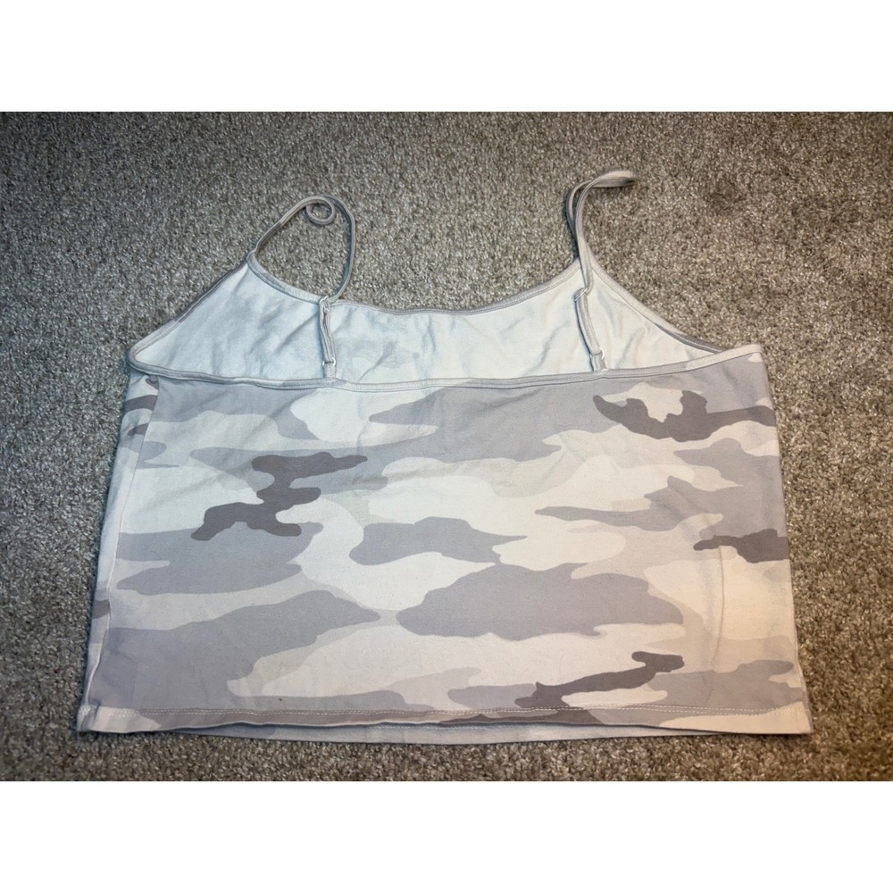 American Eagle Camo Cropped Cami Tank Top Grey White Camouflage XL - Picture 2 of 6